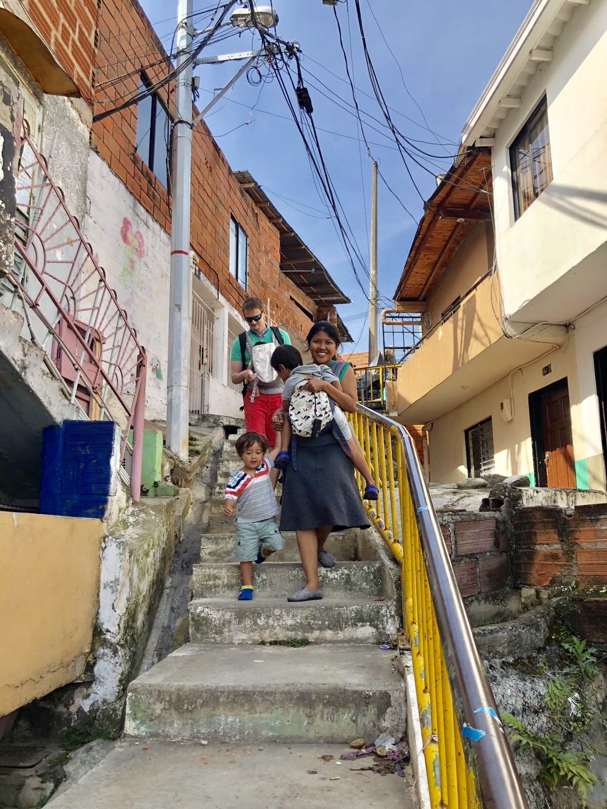 Walking down Comuna 13 Medellin